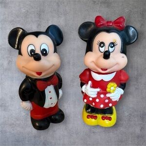 Vintage Mickey and Minnie Mouse 1986 Bubble Blowers Tootsie Toy - Walt Disney Co
